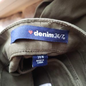 Denim 24/7- Army Green Pants w/ Gold Accent
